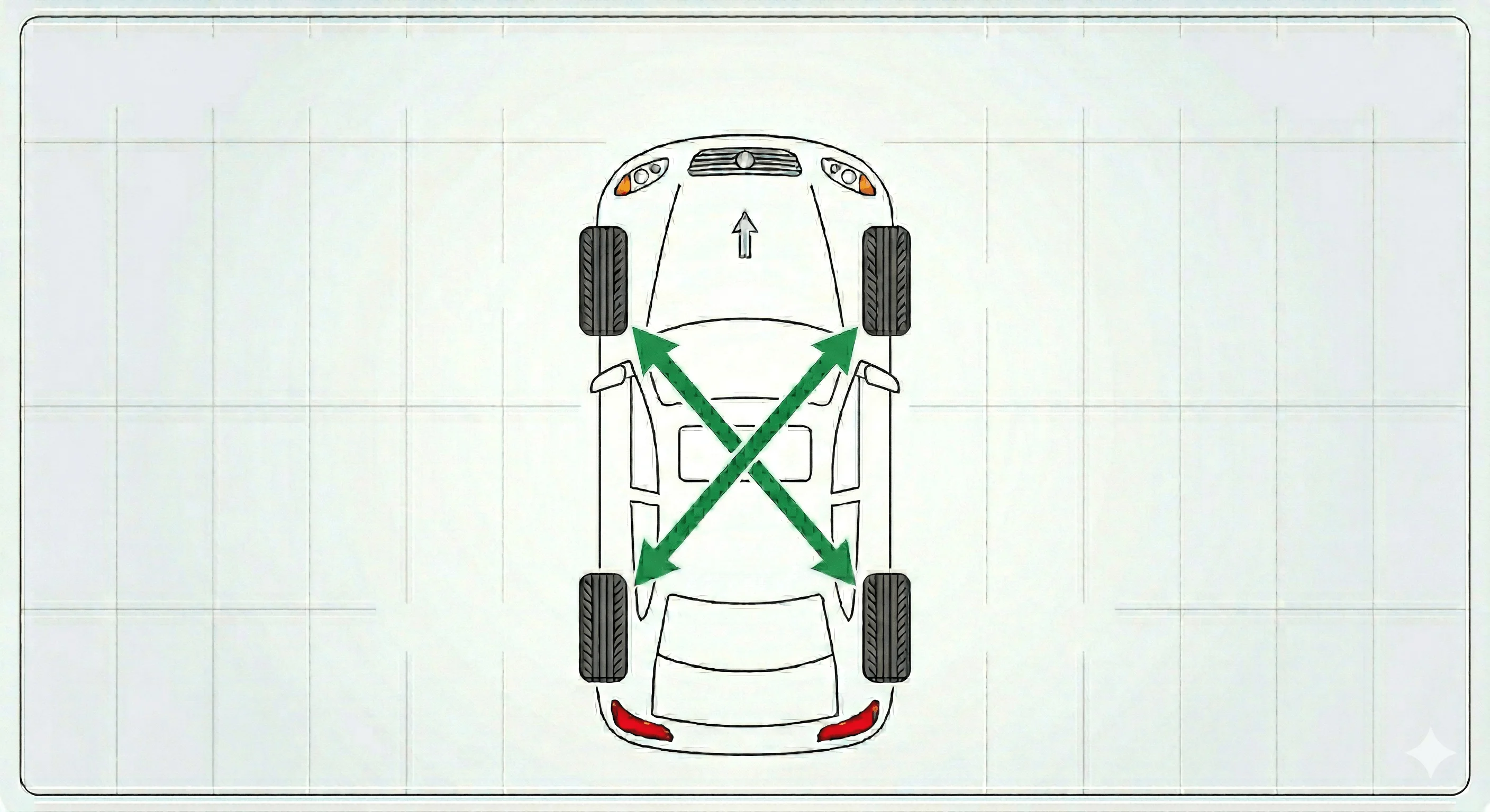diagram demonstrating X-Pattern tire rotation
